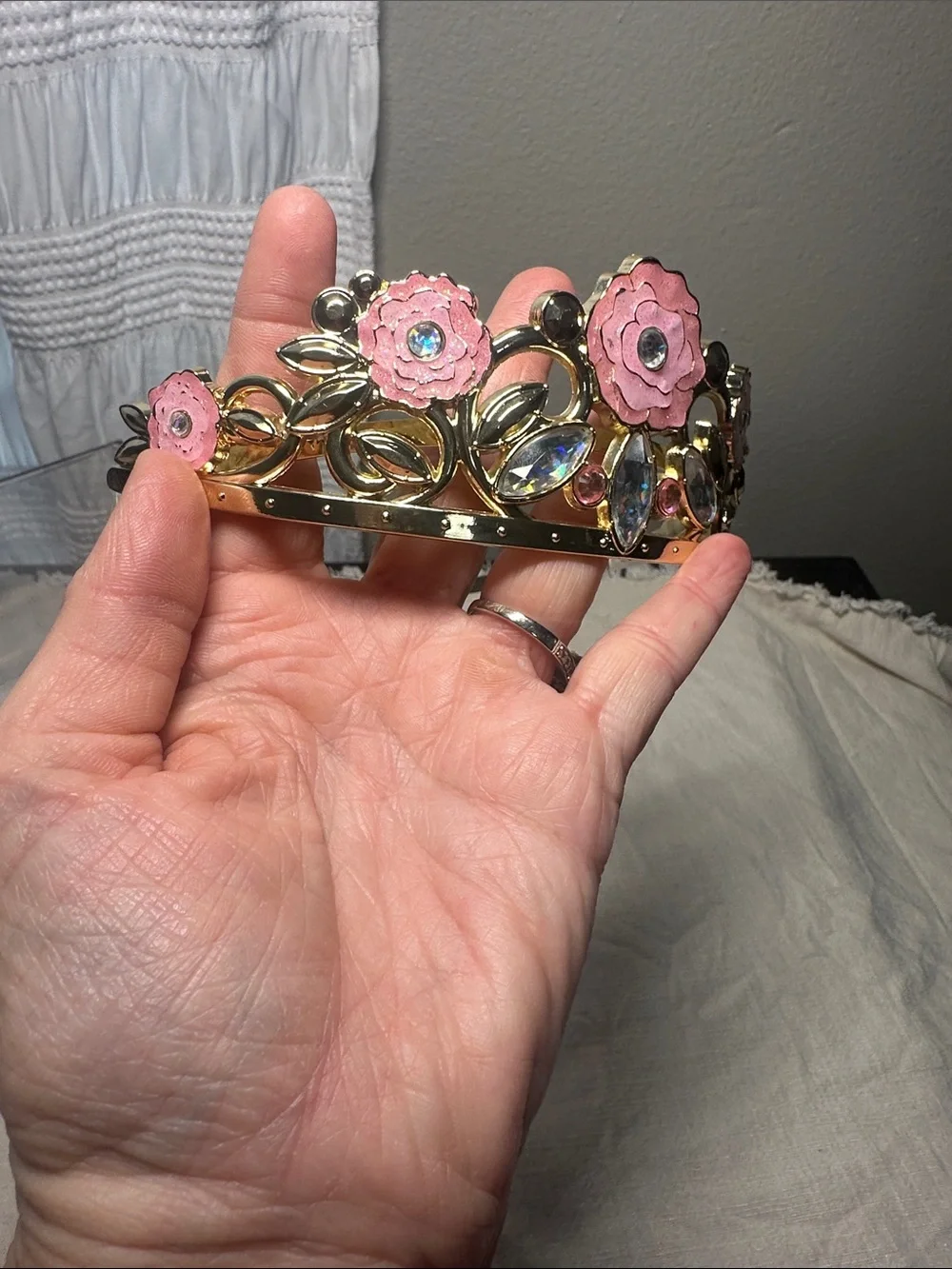 Gold and Pink Floral Tiara Metal Headband from Disney Parks NWT